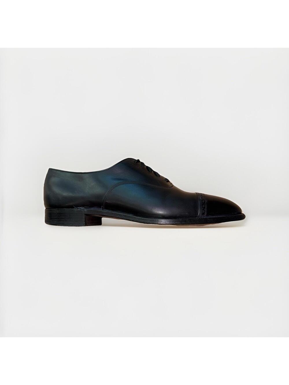 Vintage Brooks Brothers English Black Cap Toe Oxford Dress Shoes Mens 8 C